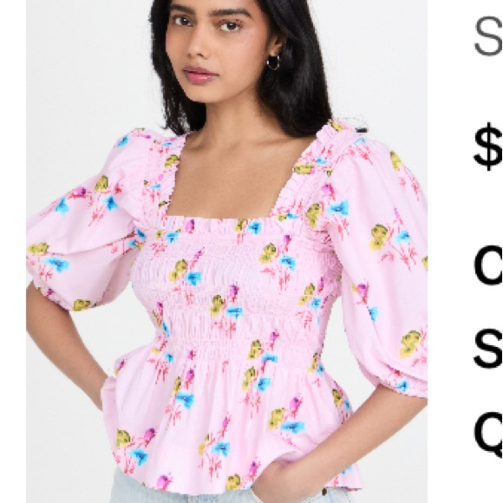 GANNI smocked blouse